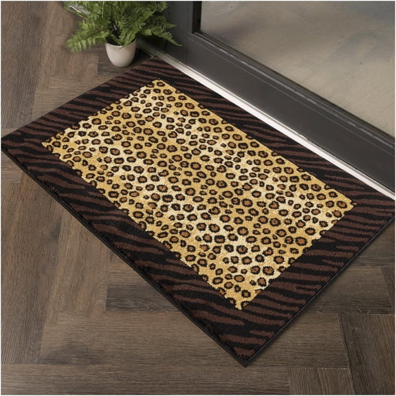 JERFIT 2x3 Ft Animal Print Area Rug, Faux Cowhide Tiger Leopard Pattern, Non-Shedding Stain Resistant Indoor Rug for Living Room, Bedroom, Entryway