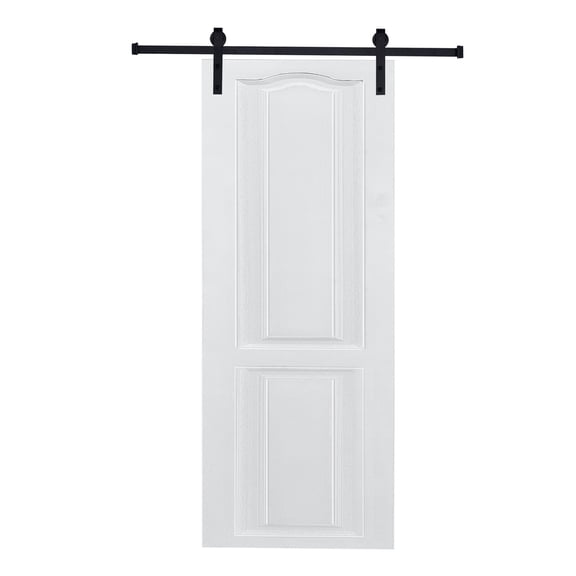JERFIT 3/4 Inch Thick 24 x 84 Inch MDF Milk White Sliding Barn Door with Complete Hardware Kit