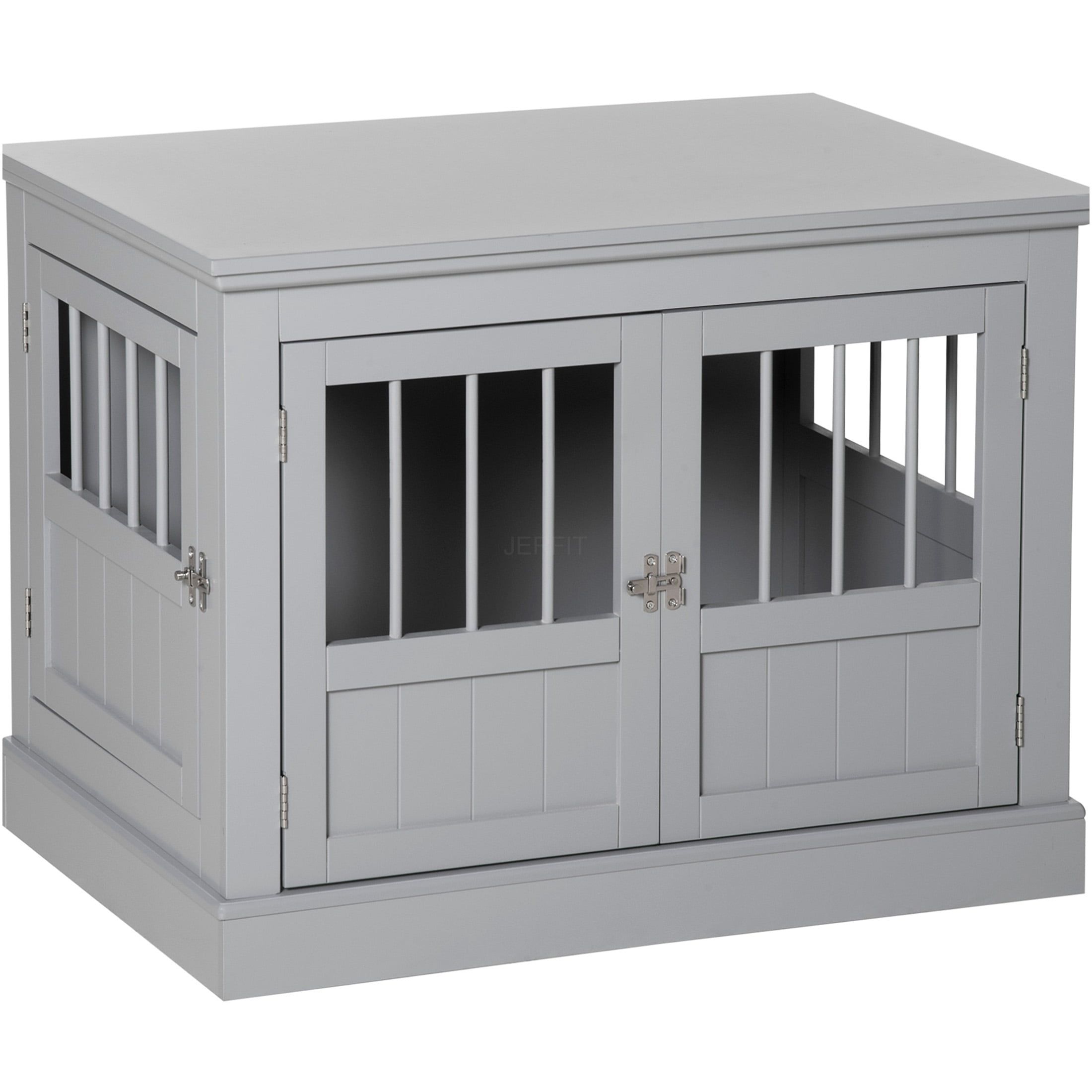 View of JERFIT 3-Door End Table Dog Crate Furniture for Small Dogs, Dark Gray ...