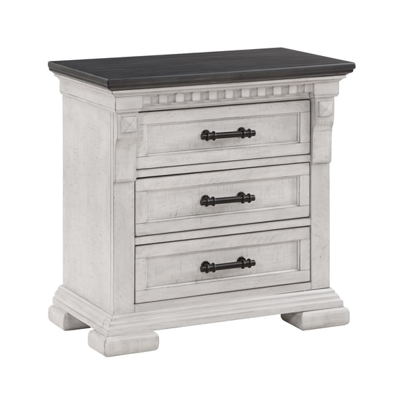 JERFIT 3-Drawer Nightstand, Transitional Bedside Table with Wood Frame, Compact Storage Cabinet for Bedroom in Antique White
