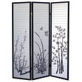 thumbnail image 1 of JERFIT 3-Panel Room Divider Privacy Screen with Botanical Floral Pattern, Black Wood Accent for Living Room, Bedroom, Office, 1 of 3