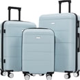 thumbnail image 1 of JERFIT 3-Piece ABS Hardshell Luggage Set with Spinner Wheels & TSA Lock, Lightweight Suitcases 20/24/28 Inch, Light Blue, 1 of 10