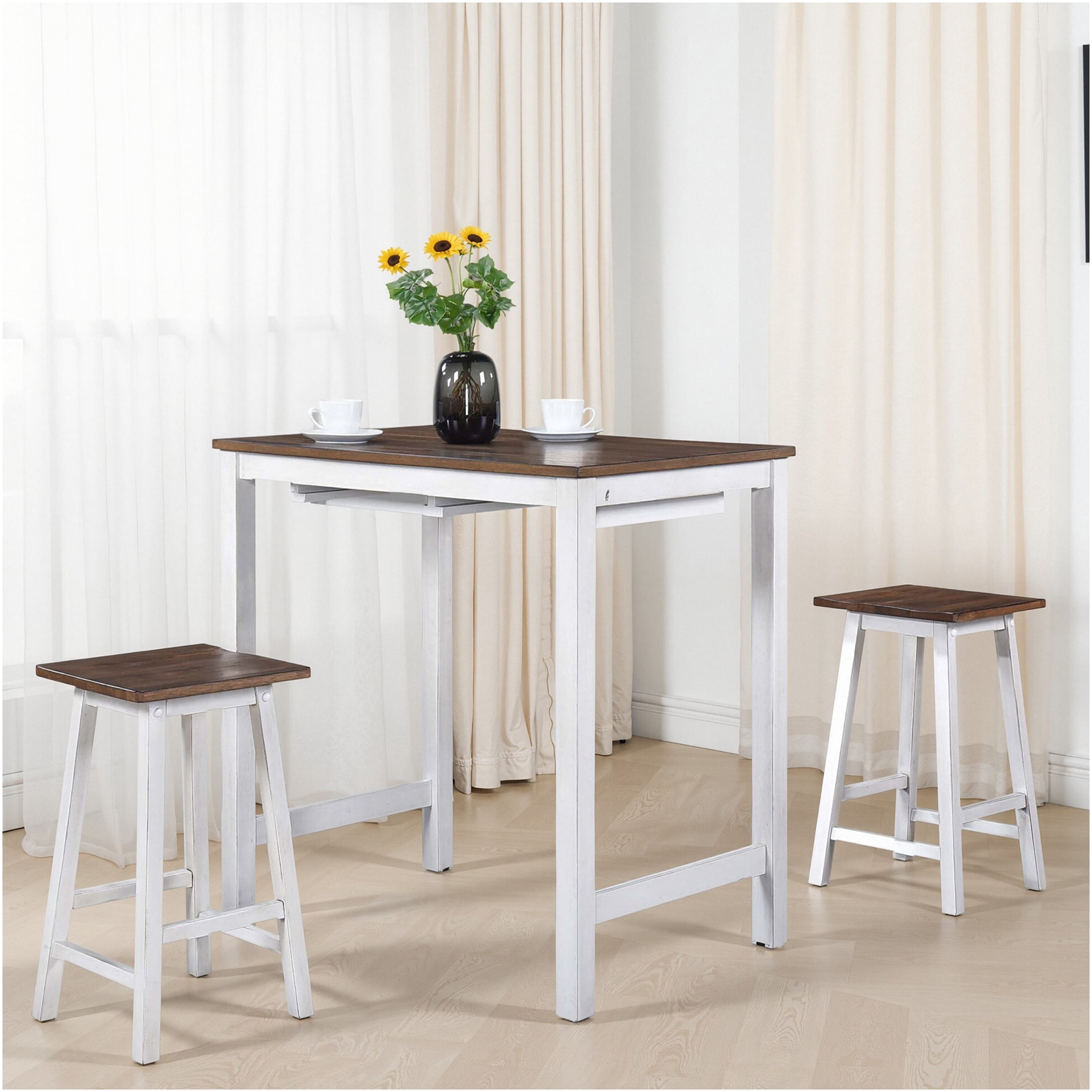 JERFIT 3-Piece Counter Height Dining Set with Table and 2 Stools ...