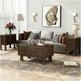 thumbnail image 1 of JERFIT 3-Piece Espresso Coffee Table Set with Drawers, Solid Pine Wood Farmhouse Rectangular Center Table & 2 End Tables, Antique Distressed Finish for Living Room, 1 of 10