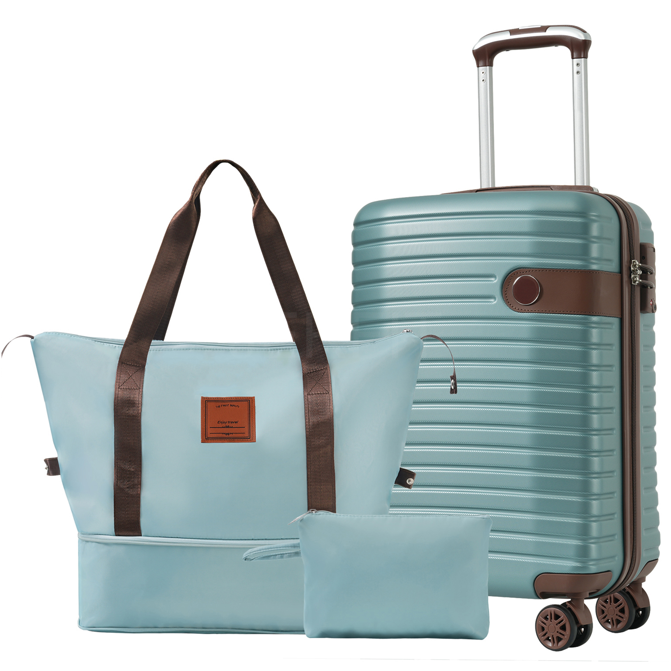 JERFIT 3-Piece Expandable Hardshell Spinner Luggage Set, TSA Lock, Lightweight ABS Carry On Suitcase, 20in, Blue