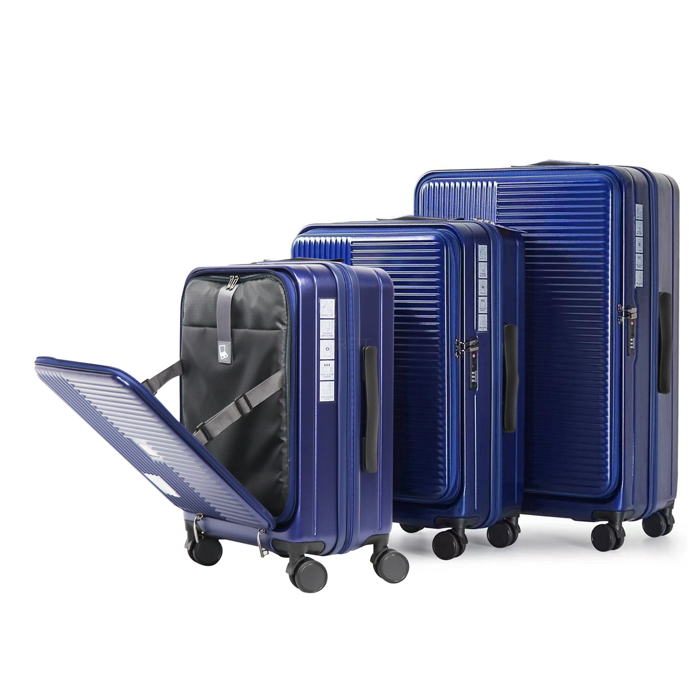 JERFIT 3-Piece Hardshell Luggage Set with TSA Lock, Front-Opening Design & Expandable Suitcases in Aqua Blue