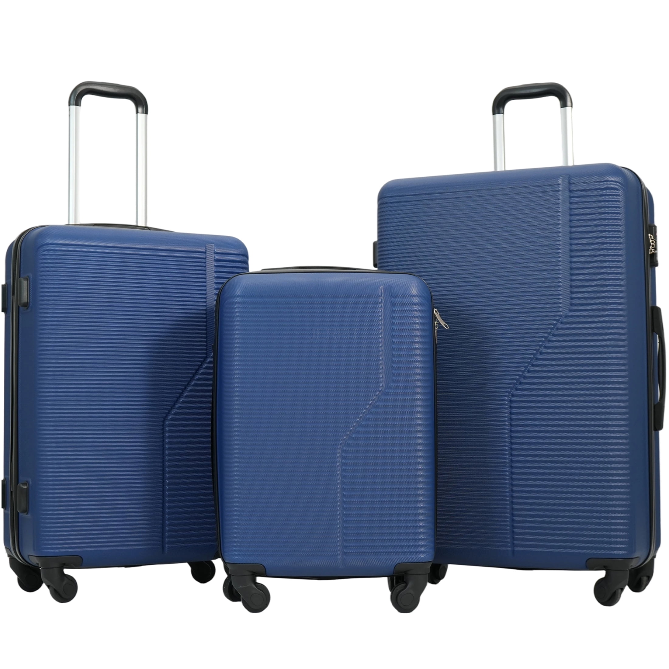 JERFIT 3-Piece Luggage Set Hardshell Spinner Suitcase with TSA Lock, Lightweight ABS, 20 24 28 Inch Carry On Checked Luggage, Dark Blue