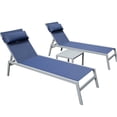 thumbnail image 1 of JERFIT 3-Piece Outdoor Chaise Lounge Set with Side Table, Adjustable Reclining Pool Patio Chairs, All-Weather Textilene Fabric & Aluminum Frame for Backyard, Beach, Deck (Navy Blue), 1 of 6