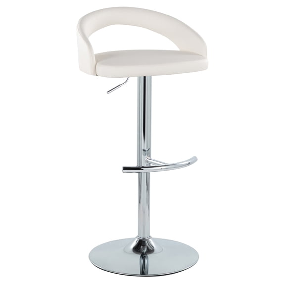 JERFIT 3-Piece White Bar Stool Set with PU Leather Seat, Chrome Swivel Stools, Adjustable Height and Footrest for Kitchen Island, Bar Counter, Home Decor