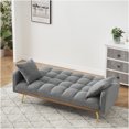 thumbnail image 1 of JERFIT 3-Seater Convertible Sofa Bed for Small Spaces, Adjustable Backrest, Plush Teddy Fabric, Gray Contemporary Futon, 1 of 9