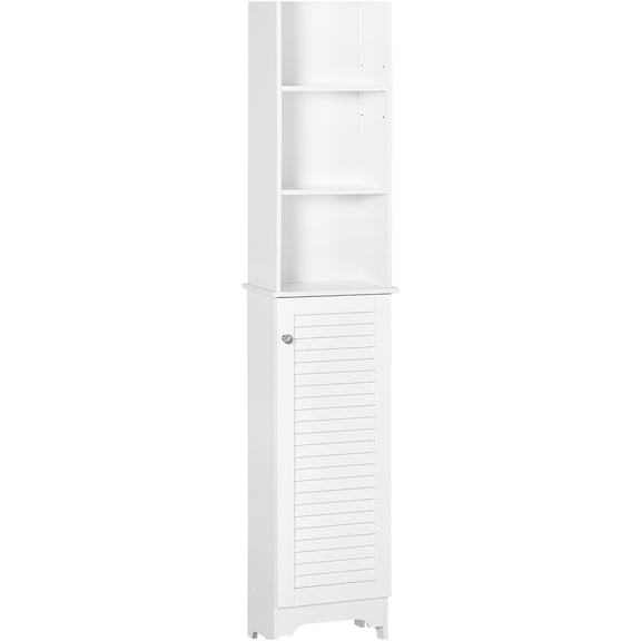 JERFIT 3-Tier Bathroom Storage Cabinet, Freestanding Tall Linen Tower Organizer with Adjustable Shelves, White for Bathroom Organization