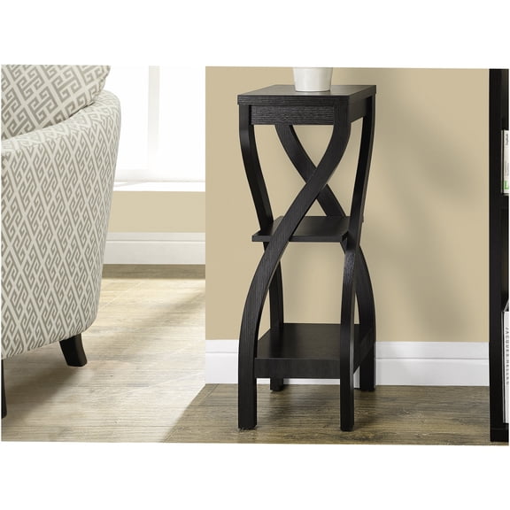 JERFIT 3-Tier End Table with Wall Anchor, Espresso Brown Square Plant Stand Shelf for Living Room, Bedroom & Small Spaces