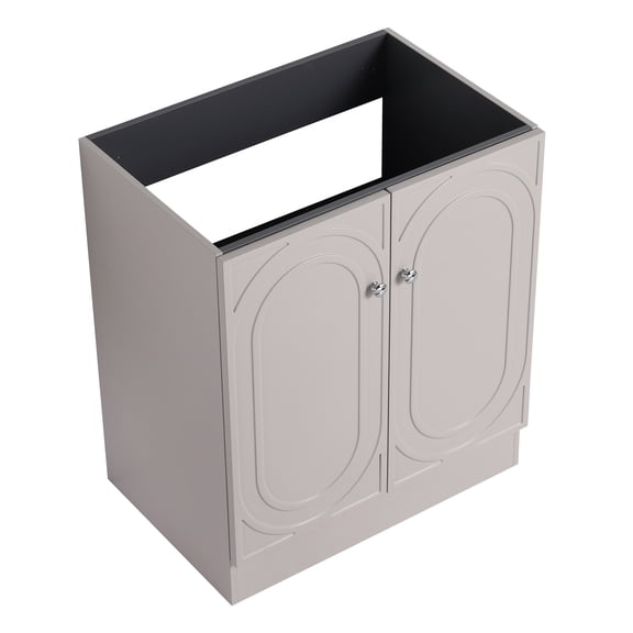 JERFIT 30 Inch Khaki Freestanding Bathroom Vanity with Soft-Close Doors, Modern Plywood Storage Cabinet