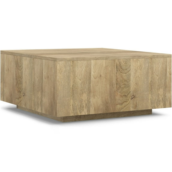 JERFIT 30 Inch Square Coffee Table, Solid Mango Wood Modern Cocktail Table with Natural Finish for Living Room