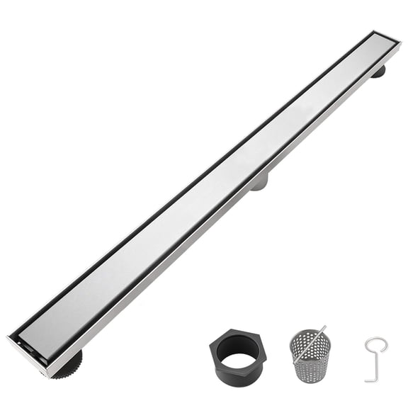 JERFIT 30" Linear Shower Drain, Brushed Nickel Stainless Steel Floor Drain with Removable Cover & Hair Strainer for Bathroom, Kitchen, Balcony