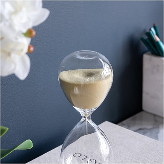 JERFIT 30-Minute Glass Hourglass Sand Timer - Modern Beige & Cream Bisque Sand Flow for Office Desk Decor, Meditation & Zen
