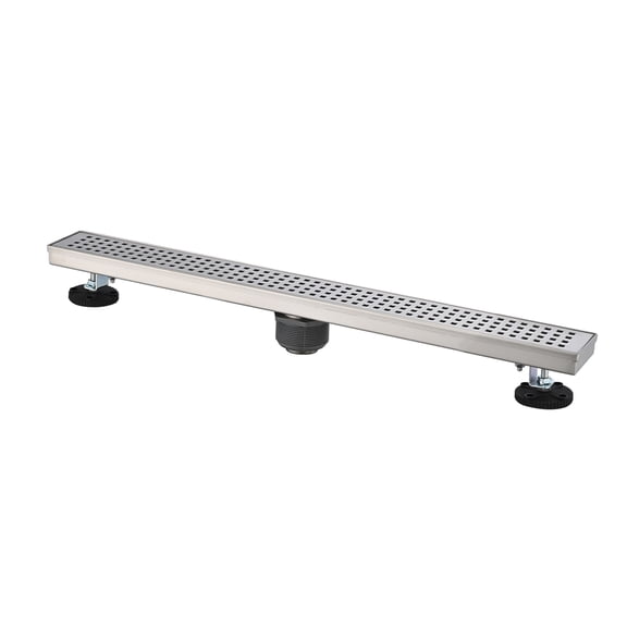 JERFIT 30-inch Brushed Nickel Linear Shower Drain with Hair Catcher, Modern Grid Design Floor Drain for Bathroom Shower, Kitchen, Balcony, Anti-Rust Stainless Steel