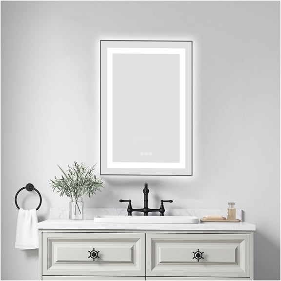 JERFIT 30x20 Inch Anti-Fog Bathroom Mirror with LED Lighting, Dimmable Backlit Vanity Mirror with Aluminum Frame, Touch Sensor, Memory Function