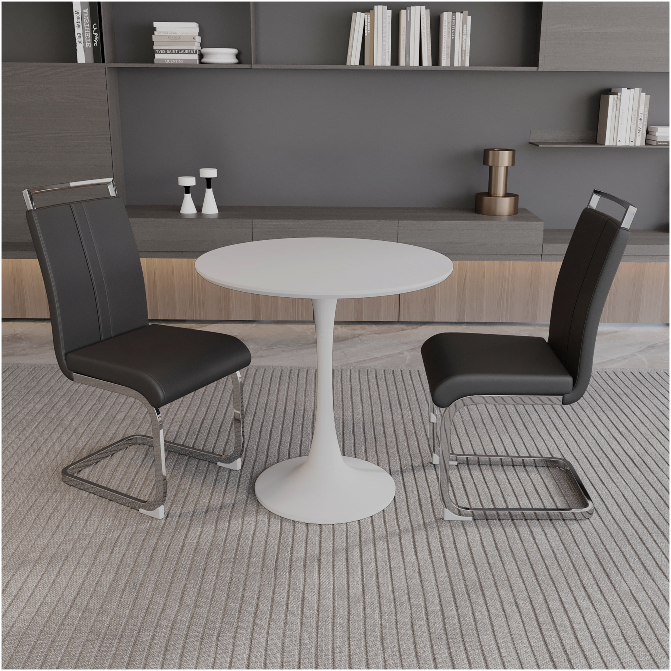 JERFIT 31.5 Inch White Tulip Dining Table Set with 2 Chairs, Small ...
