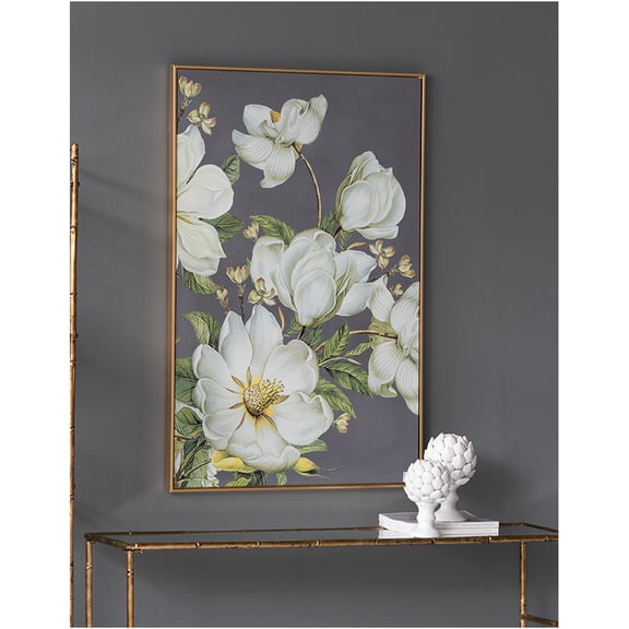JERFIT 31.5x47 Inch Gold Framed Floral Canvas Wall Art, Large Botanical Print for Living Room, Dining Room, Bedroom or Office Decor