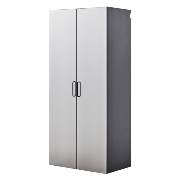 JERFIT 32" Wall Mounted Storage Cabinet with Shelves, Contemporary Metal Grey Freestanding Locker for Kitchen, Bathroom, Garage Organization
