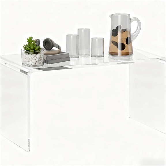 JERFIT 32 inch Clear Acrylic Waterfall Coffee Table, Modern Minimalist End Table with Rounded Corners, No Assembly Required