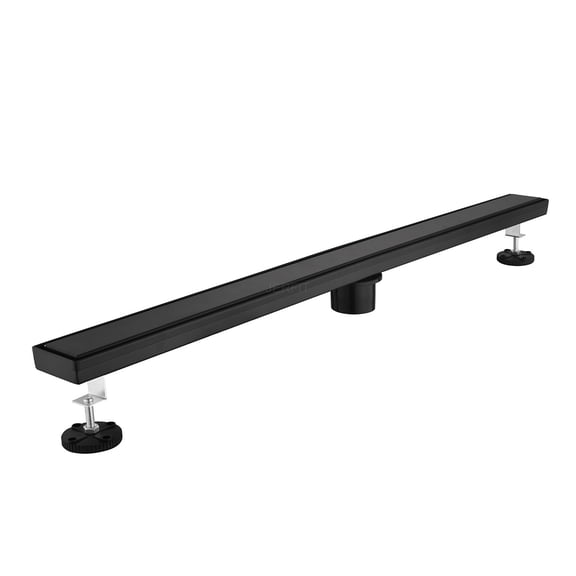 JERFIT 32-inch Linear Shower Drain Channel with Tile Insert, Matt Black Stainless Steel, Hair Catcher & Adjustable Feet for Bathroom, Kitchen, Pool