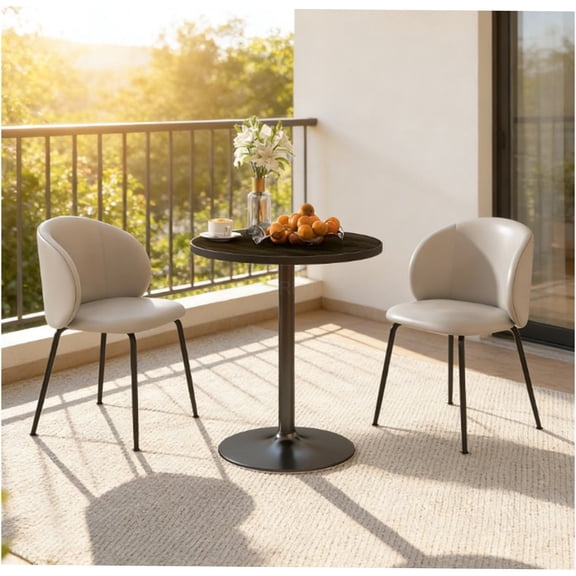 JERFIT 36 Inch Round Dining Table for Small Spaces, Modern Kitchen Table with Metal Base, Black Wood Grain Finish