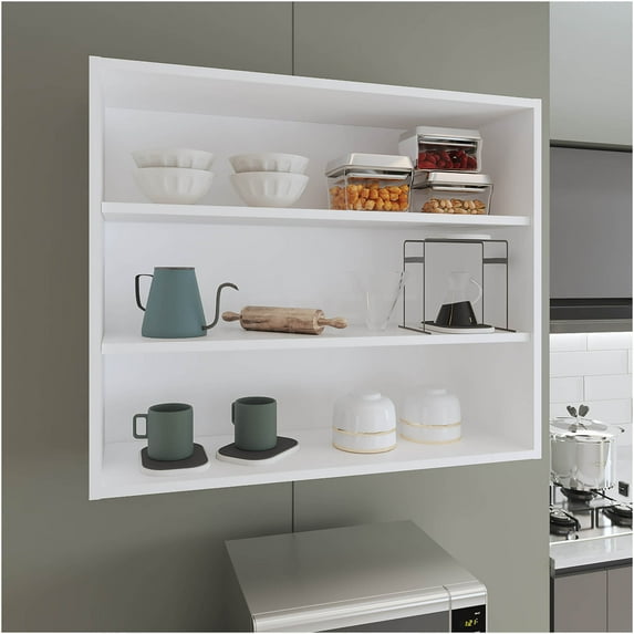 JERFIT 36 Inch Wide 3-Tier Open Shelf Bookcase, Modern Freestanding Storage Cabinet Organizer for Living Room, Bedroom, Office, White