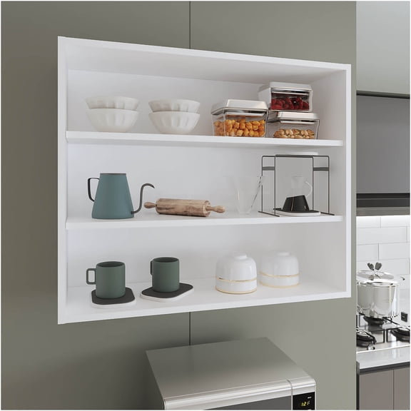 JERFIT 36 Inch Wide 3-Tier Open Shelf Bookcase, Modern Freestanding Storage Cabinet Organizer for Living Room, Bedroom, Office, White