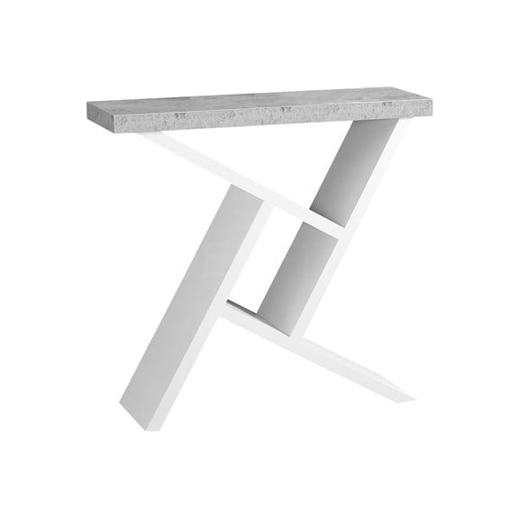 JERFIT 36 inch Modern Console Table with Cement-Look Top, Slim White Sofa Table for Entryway, Hallway, Living Room & Bedroom