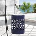 thumbnail image 1 of JERFIT 36 inch Outdoor End Table, Navy Blue Iron Accent Table with Modern Metal Cut-Out Design, No Assembly Required Patio Side Table for Garden, Poolside, Porch, 1 of 9