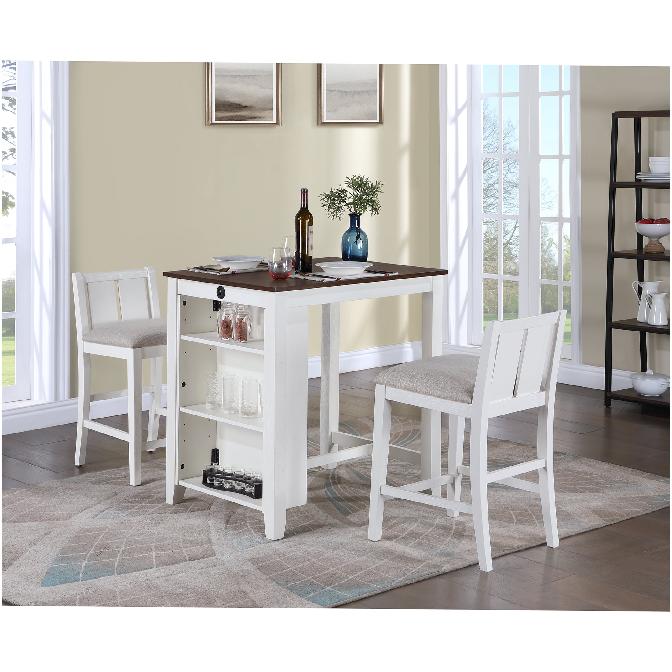 JERFIT 36 inch White Counter Height Dining Table Set with 2 Chairs ...