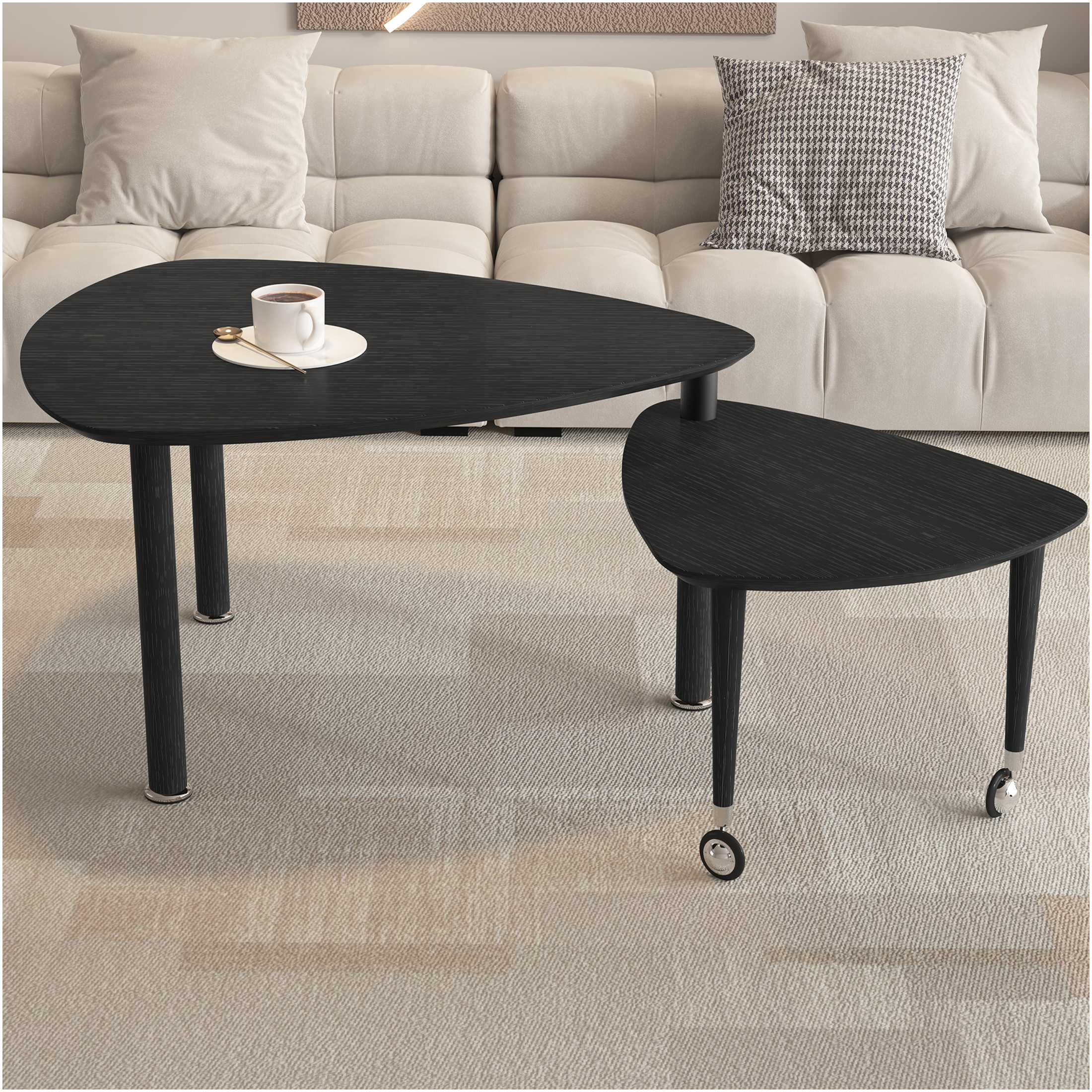 Rotating Modern Table JERFIT 360° Rotating Coffee Table with Swivel Top, Modern Cocktail ...