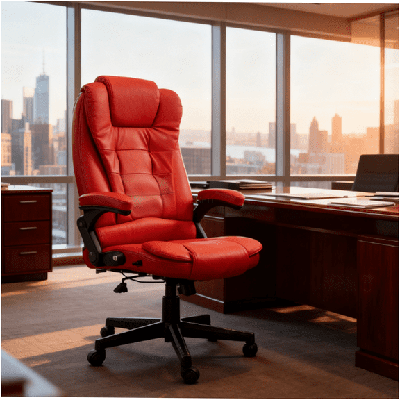 JERFIT 360 Rotating L-Shaped Computer Desk with Bookshelf, Home Office Desk with Storage, Corner Desk for Small Space, Red