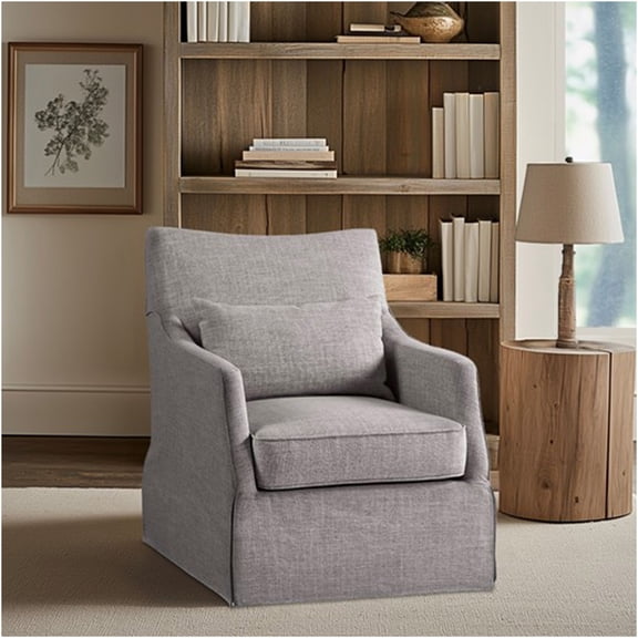 JERFIT 360 Swivel Accent Chair with Skirted Design, Polyester Upholstery and High-Density Foam Cushion for Living Room, Bedroom, Office, Gray