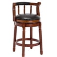 thumbnail image 1 of JERFIT 360 Swivel Bar Stool with Back, Solid Wood Frame & Upholstered Seat, Counter Height Chair for Kitchen, Dining or Pub, 1 of 6