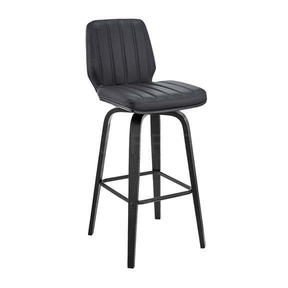 JERFIT 360 Swivel Bar Stool with Faux Leather Upholstery, Wood Metal Frame for Kitchen Island, Counter or Pub Table