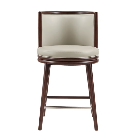 JERFIT 39.6" Modern Upholstered Counter Stool with Backrest, Stainless Steel Footrest, Solid Wood Frame, for Kitchen Island, Breakfast Bar, Stone Gray