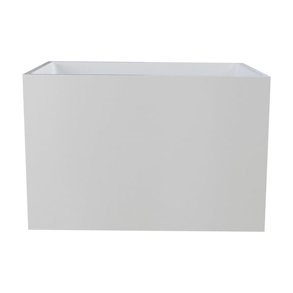JERFIT 39 Inch Freestanding Acrylic Soaking Bathtub, Gloss White Rectangular Tub with Built-in Seat for Bathroom