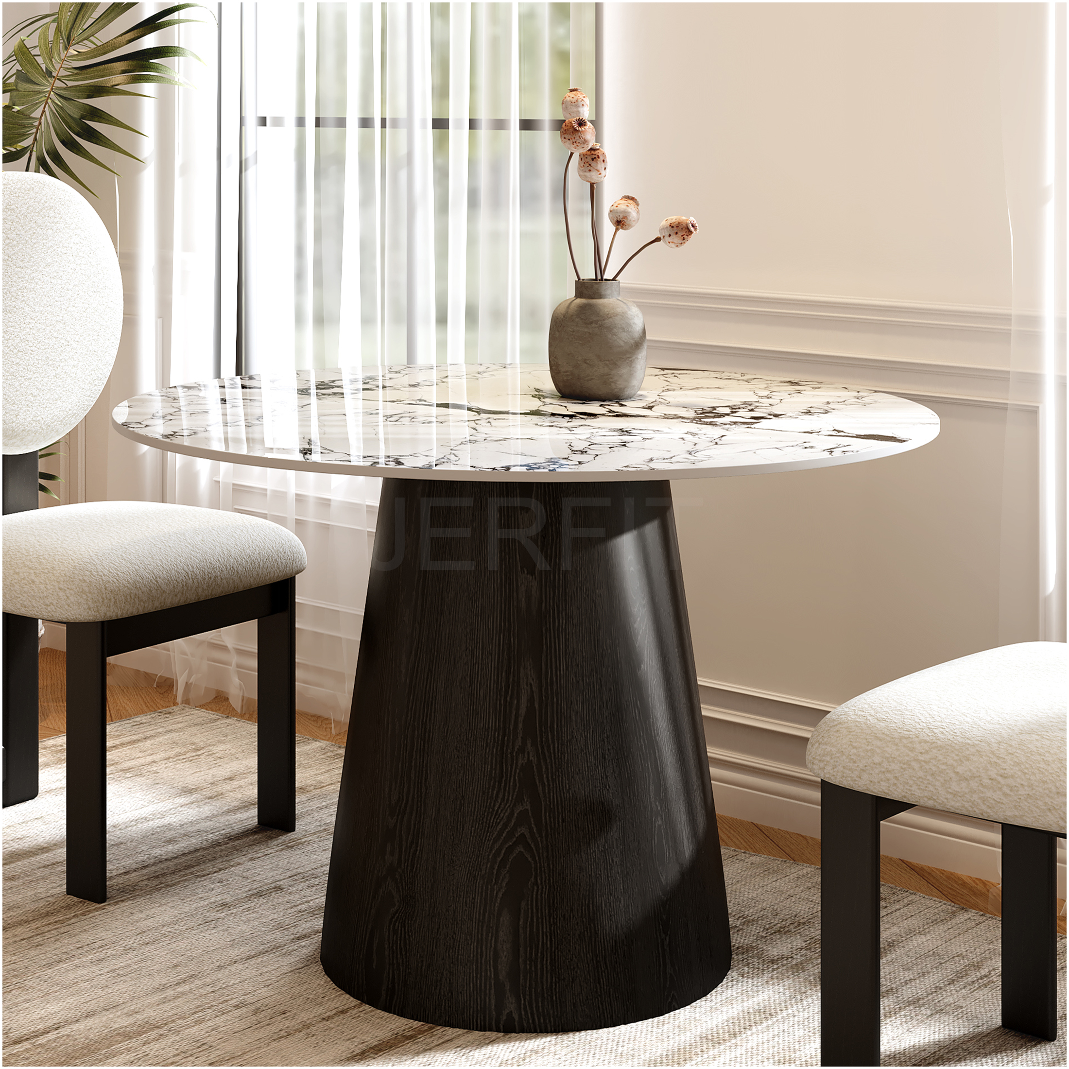 JERFIT 39 Inch Round Dining Table for 4, Modern Kitchen Table with ...