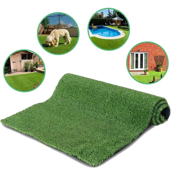 JERFIT 3FT x 32FT Artificial Grass Turf Mat, Premium Pet-Friendly & Dog Lawn with Drainage Holes, Durable Outdoor Carpet for Patio, Balcony, Garden, 0.78 Inches Grass Height
