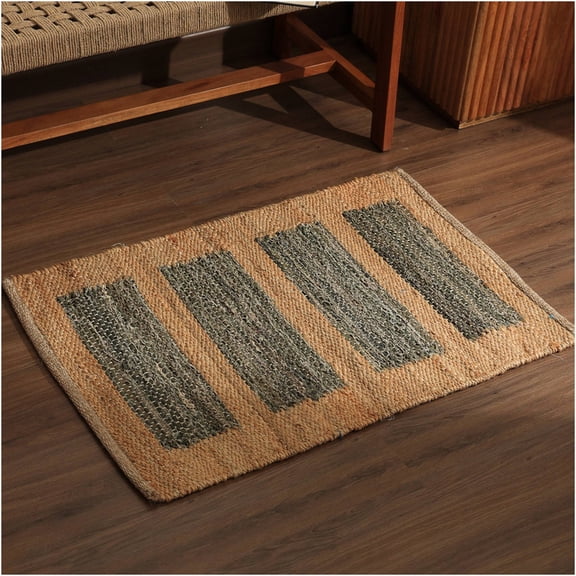 JERFIT 3x2 Feet Cotton Scatter Rug with Fringe, Plush Beige Accent Rug for Living Room Bedroom Entryway, Soft Boho Decor Area Mat