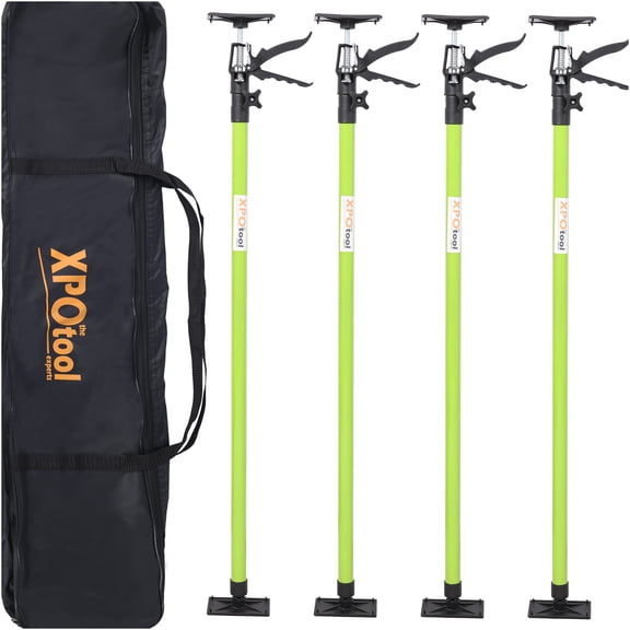JERFIT 4-Pack Adjustable Support Pole, Heavy-Duty Steel Telescopic Third Hand Tool, 45-114 Inch Extension for Cabinet Installation, Drywall, Construction, with Carry Bag