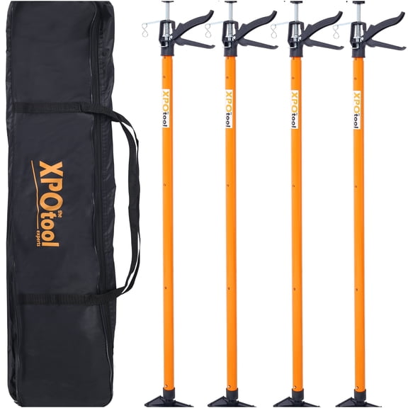 JERFIT 4-Pack Adjustable Support Pole, Heavy-Duty Steel Third Hand Tool, 45-114 Inch Extendable Support Rod for Cabinets, Drywall, and DIY Projects with Carrying Bag