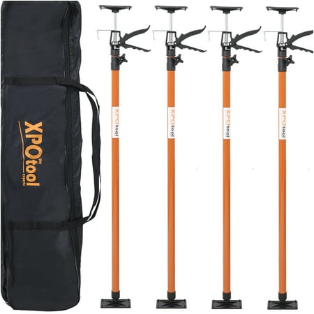 JERFIT 4-Pack Adjustable Support Pole, Heavy-Duty Steel Third Hand Tool for Cabinets, Drywall, and DIY Projects, Extends 45-114 Inches with 360° Swivel and Carry Bag