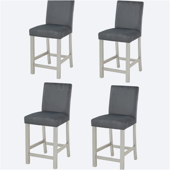 JERFIT 4-Pack Counter Height Dining Chairs Set with Padded Upholstered Seats, Silver Grey Modern Kitchen Bar Stools for Breakfast Nook, Diner, Cafe
