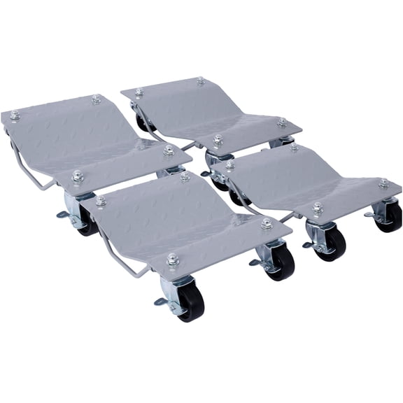 JERFIT 4-Pack Heavy Duty Car Wheel Dolly Set, 6000lb Capacity with 3" Locking Casters, Steel Construction for Garage, Shop, Vehicle Moving