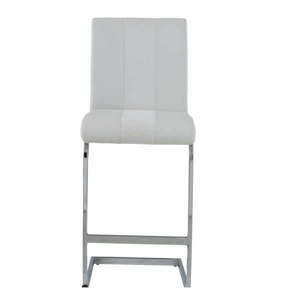 JERFIT 4-Pack Modern White Bar Stools with Backs, Upholstered Counter Height Swivel Stools, L-Shape Stainless Steel Base and Metal Footrest for Kitchen Island, Dining Room