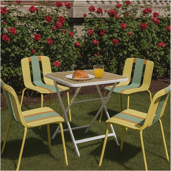 JERFIT 4-Pack Patio Dining Set with Square Table, All-Weather Folding Chairs for Indoor Outdoor Use